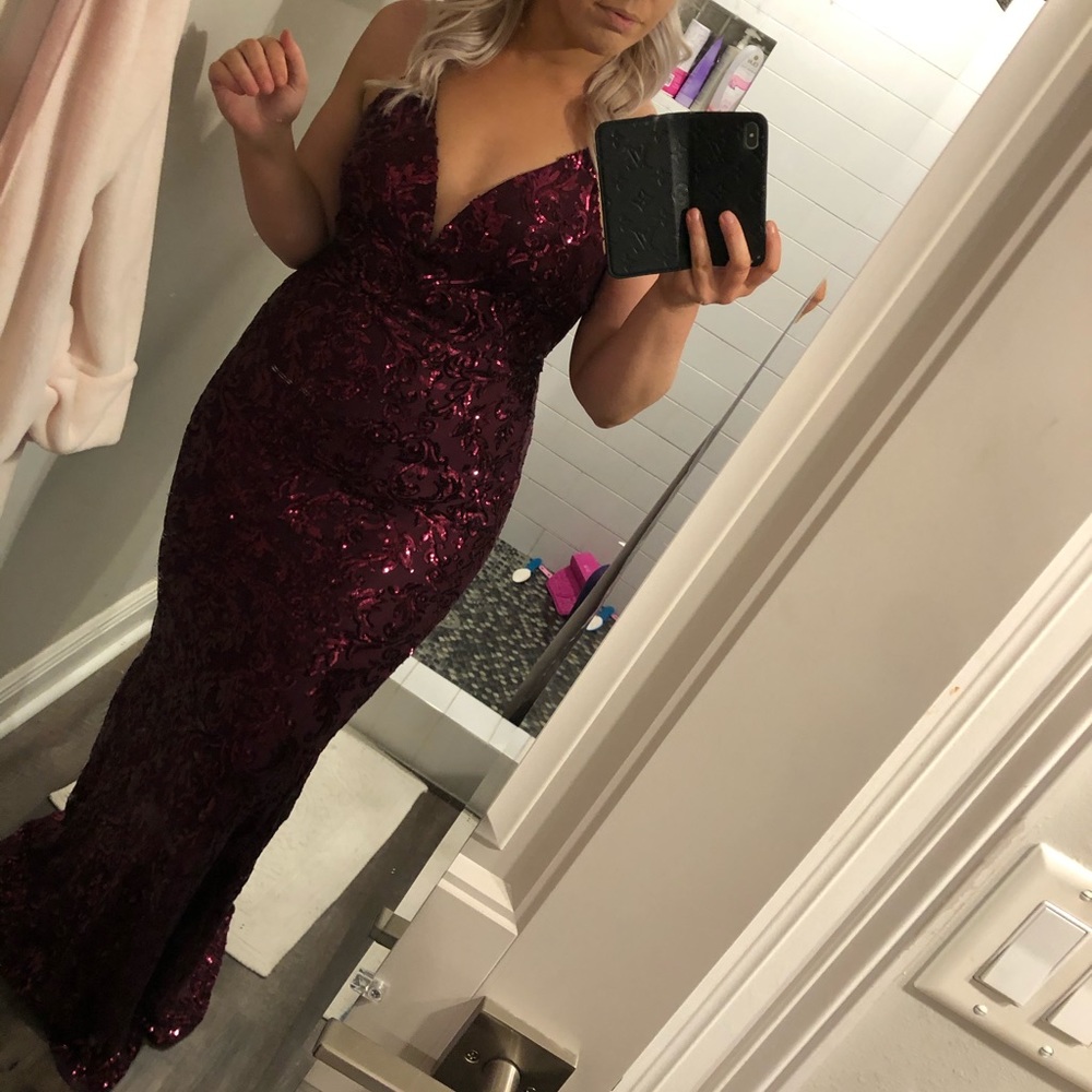 Plum sequin gown